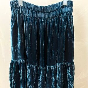 Long Velvet Skirt - Peacock Blue